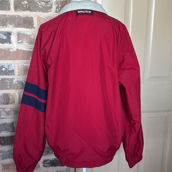 Vintage NAUTICA Competition Spellout Windbreaker Jacket Red w/Navy Stripe Detail - Picture 5 of 16